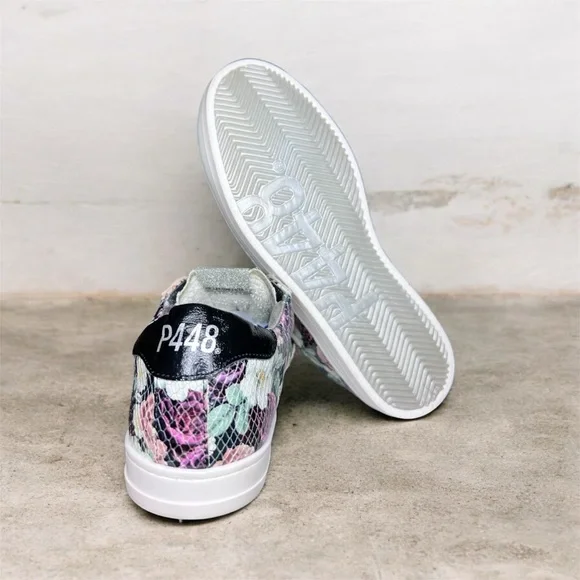 P448 John Flowers Low Top Floral Sneaker Glitter Tab - Picture 5 of 6